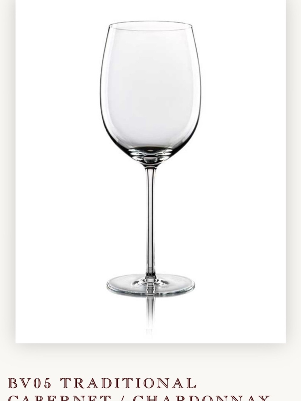 Bottega del Vino BV Unleaded Crystal Wine Glass Traditional CABERNET/CHARDONNAY